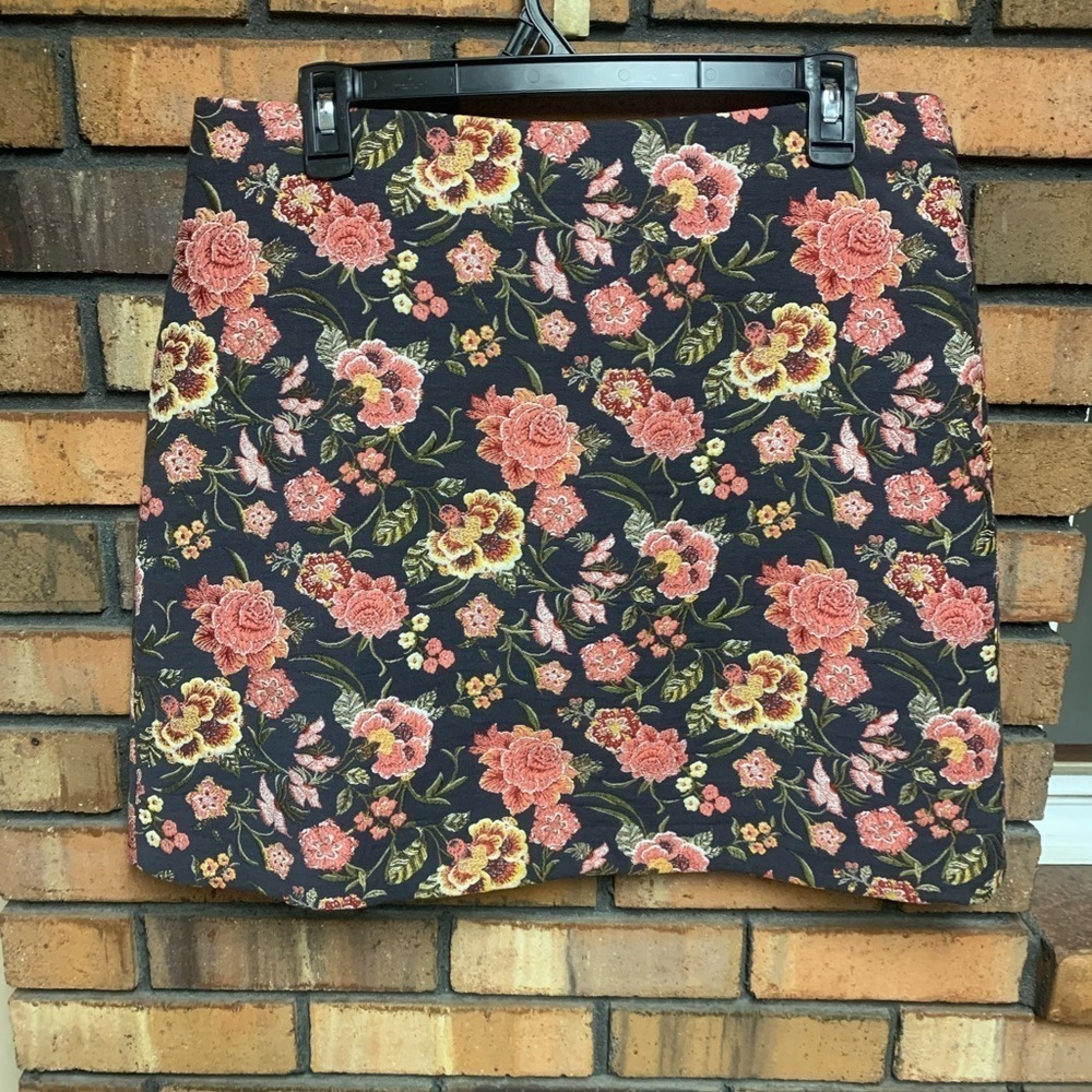 Loft Floral Mini Skirt with Pink and Yellow Flowers